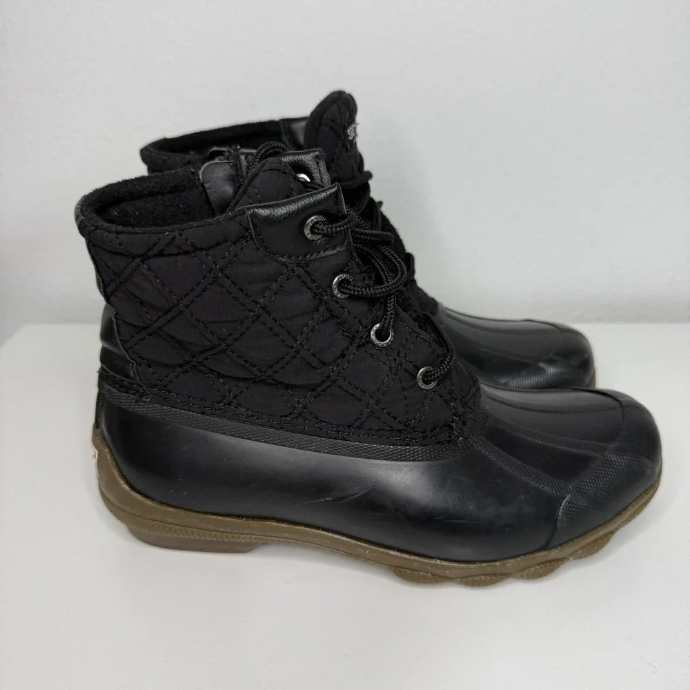 Sperry Women's Size 6 Syren Gulf Wool Quilt Duck Boots STS84450 Black Waterproof